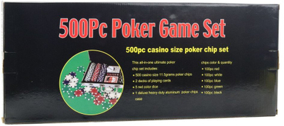 Set profesional pokeri me fishka, 500 copë, kuti alumini, shumëngjyrësh