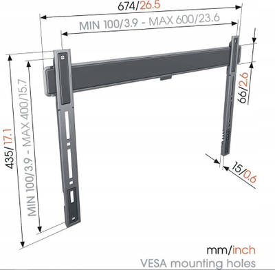 Mbajtëse muri për TV Vogels Elite TVM 5605, fikse, 40\"-100\", e zezë