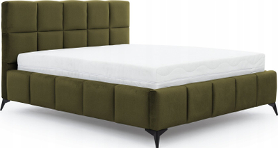 Shtrat dopio Mira Box Bed, 160x200 cm, me arkë ruajtjeje, jeshile kaki