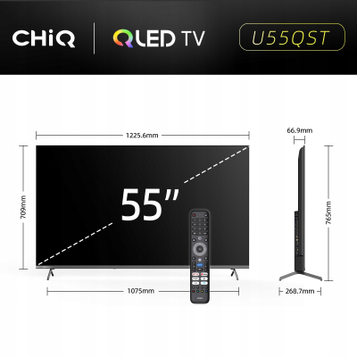 Телевизор CHiQ U55QST, 55\" QLED 4K, Google TV, црн