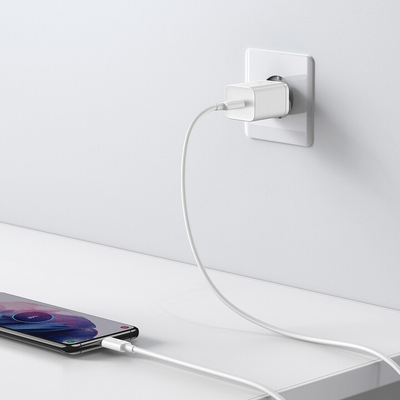 Karikues Baseus Super Si Quick 1C, USB-C, 25W, i bardhë + kabllo USB-C - USB-C, 3A, 1m, e bardhë