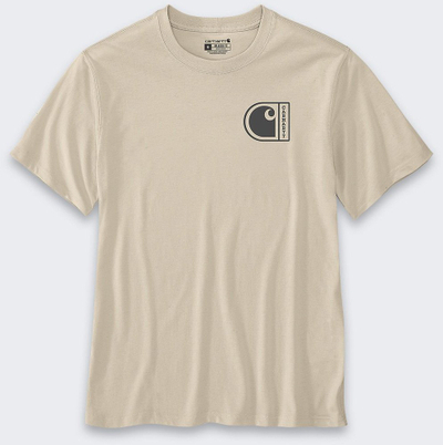 Bluzë Carhartt C Graphic, pambuk, prerje e lirshme, bezhë me të zezë, L