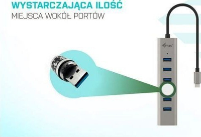 Hub USB C I-tec 7 Port, USB 3.2 Gen1, karikim i shpejtë 7.5W, gri