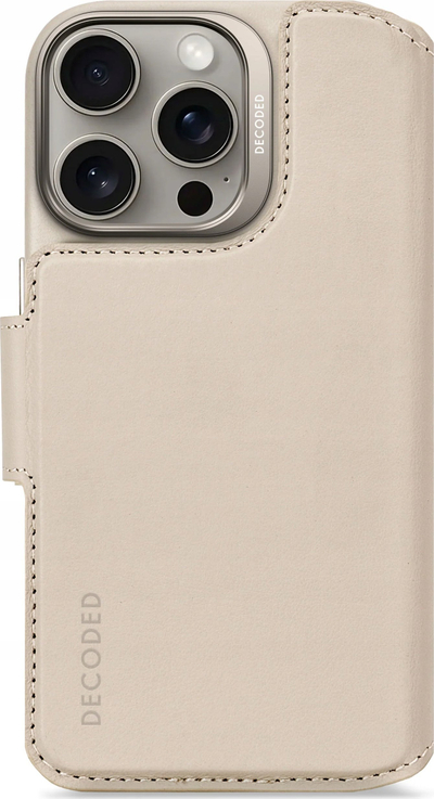 Këllëf telefoni Decoded për iPhone 16 Pro, lëkurë, portofol me MagSafe, ngjyrë clay