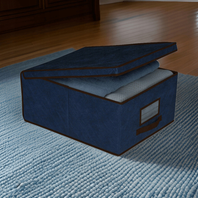 Kuti për rregullim Blue Medium Box, madhësi e mesme, prej materiali tekstil jo të endur, blu