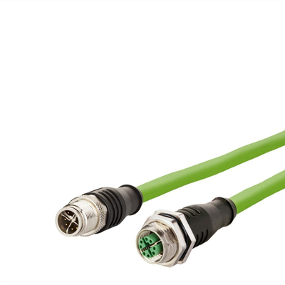 Kabllo industriale M12, 2 m, 8 pina, PUR jeshile