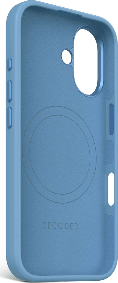 Kuti mbrojtëse Decoded Silicone Case, MagSafe, për iPhone 16, blu e çelët