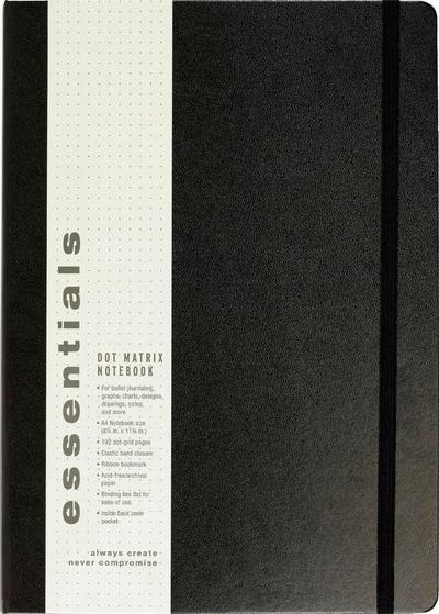 Fletore Essentials A4 Dot Matrix, 192 faqe, kapak i fortë, e zezë