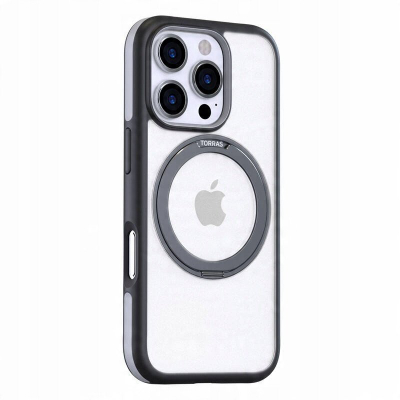 Kapak mbrojtës Torras Ostand R Fusion për iPhone 16 Pro, shumë i hollë, i fortë ndaj rënieve, i zi