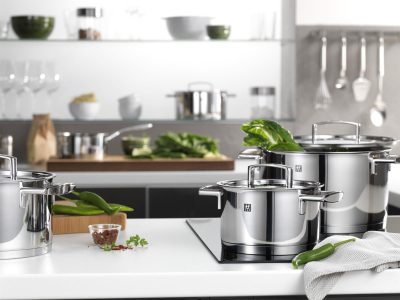 Сет лонци Zwilling Universal 5, нерѓосувачки челик, компатибилен со индукција, сребрена боја