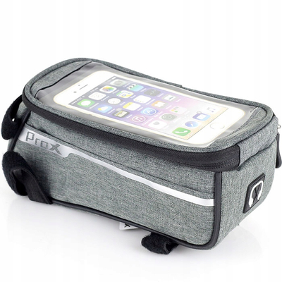 Çantë kornize biçiklete Prox Frame Bag, për telefon 6", kapak transparent, gri