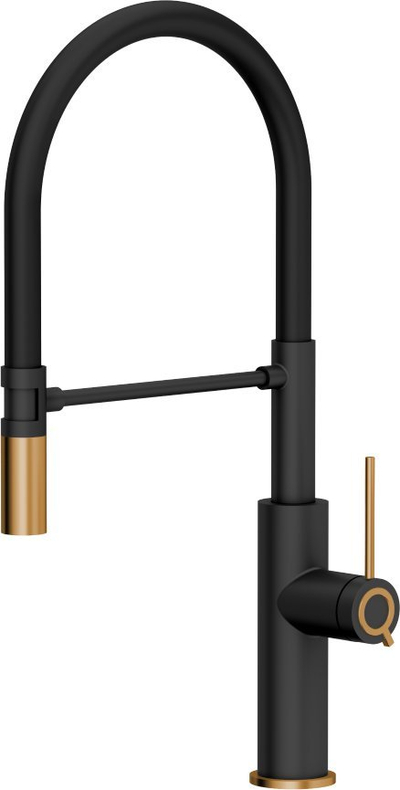 Rubinet kuzhine Quadron Gemma Q Line SteelQ, grykë që kthen 360°, Pure Carbon Nano PVD, i zi