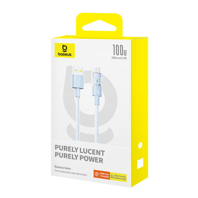 USB во Type C кабел Baseus Gem, 100W, 2m, сина Galaxy
