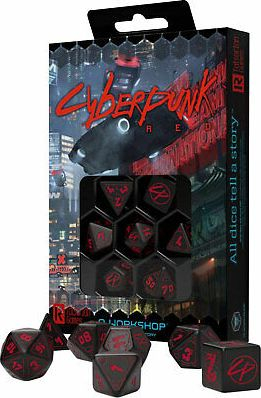 Сет коцки Q-Workshop Cyberpunk Red, квалитетна пластика, футуристички дизајн, во повеќе бои