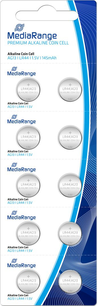 Алкални батерии МедијаРејнџ ЛР44, 145mAh, пакување 10 парчиња