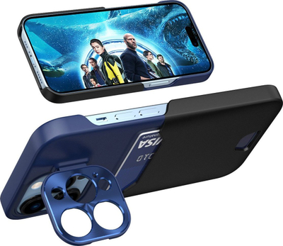 Këllëf telefoni Hurtel Leather Stand për Samsung Galaxy S23+, me këmbë qëndrimi, me xhep për kartela, blu