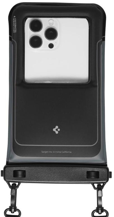 Qese mbrojtëse për telefon Spigen A611P, set 2 copë, IPX8, për çdo lloj telefoni deri 6.9", e zezë mat