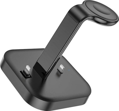 Karikues wireless Hoco Graceful CW43 3in1, USB C, për Apple, i zi