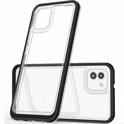 Mbështjellëse telefoni Hurtel Clear 3n1 për Samsung Galaxy A03, silikon transparente, me kornizë të zezë