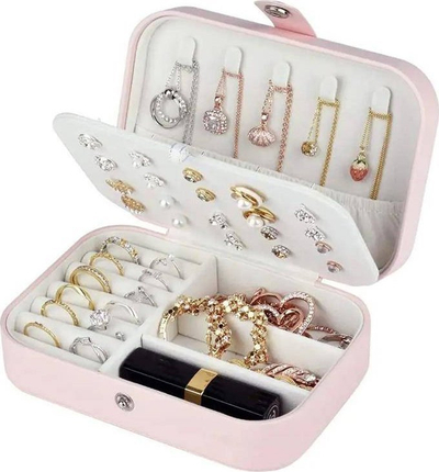 Kuti për me rregullu bizhuteritë Travel Jewelry, 16 x 11 x 5 cm, rozë