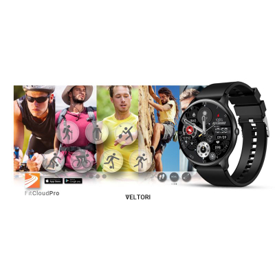 Smartwatch Veltori VT160-1, ekran 1.53", rrip silikoni i zi