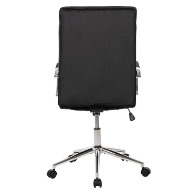 Karrige zyre Josef velur e zezë inox bazë 58×61×105–113 cm (HM1181.04), zezë