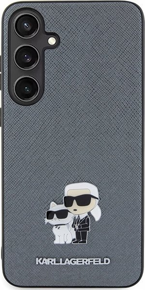 Mbulesë telefoni Karl Lagerfeld Saffiano Karl & Choupette Pin, për Samsung Galaxy S24 Plus, gri