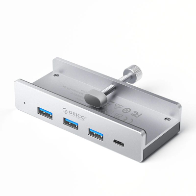 Hub USB Orico MH4PC, USB-C në 3 porta USB-A 3.0 dhe 1 port USB-C 3.0, ngjyrë argjendtë