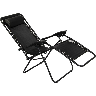 Шезлонг градинарска столица Saska Garden Chaise Lounge, склоплива, 175x52x110cm, црна