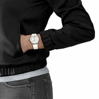 Orë dore për femra Tissot Seastar 1000 36 mm Diamonds T120.210.17.116.00, e bardhë
