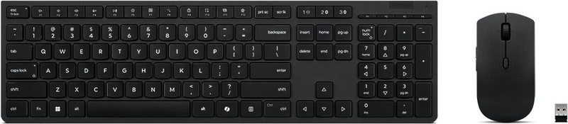 Set tastierë dhe mi Lenovo Professional Wireless Rechargeable AI, layout kompakt CZ SK, rikarikueshëm, i zi