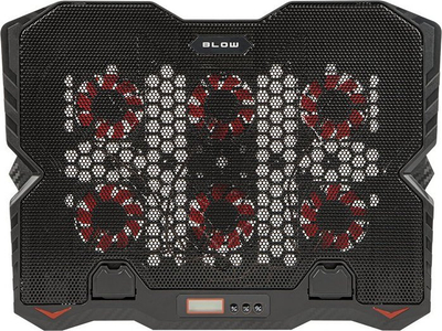 Stendë ftohëse për laptop BLOW Cooling Stand Pad, 6 ventilatorë, LED i kuq, deri 15.6"