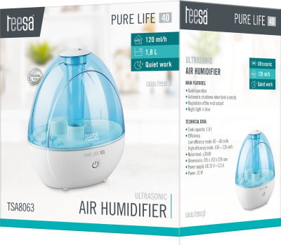 Lagështues ajri Teesa PURE LIFE 40, ultrasonik, i bardhë