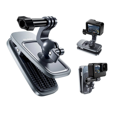 Kllips shpine magnetik TELESIN Backpack Clip, rrotullim 360°, për GoPro Insta360 DJI, gri