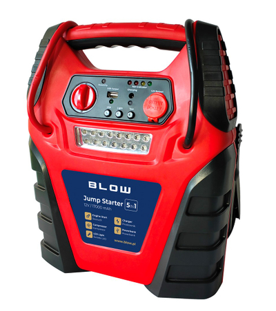 Jump starter me kompresor, powerbank 20000mAh, 12V, USB, me LED