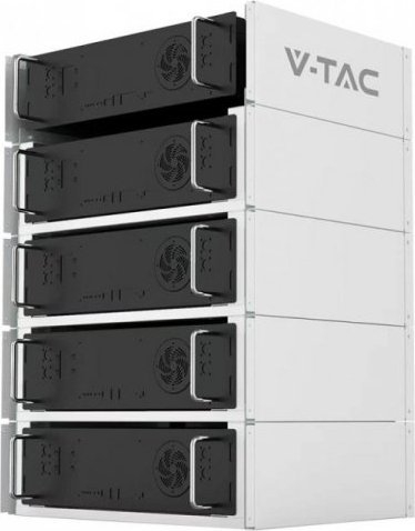 Raf baterish V-TAC Wardrobe Rack 11377, për bateri 5 kWh, mban deri 5 module, i bardhë