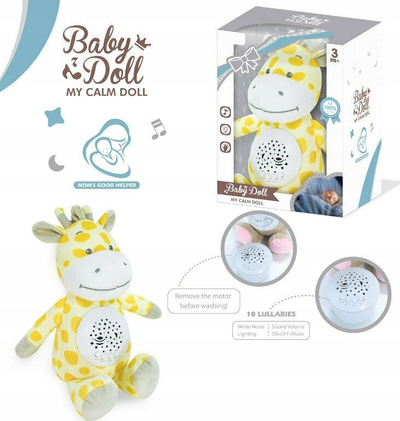 Gjirafë plushe projektor HH Poland Baby Doll, dritë nate, melodi gjumi, e verdhë