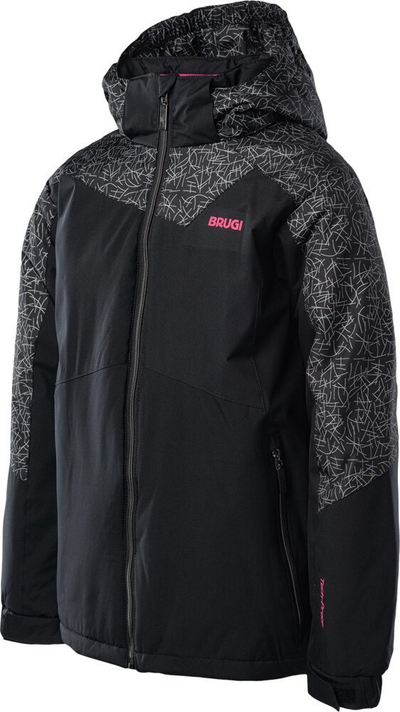 Jaka për goca Brugi Jacket 1AIA Jr, poliestër, me kapuç, e zezë