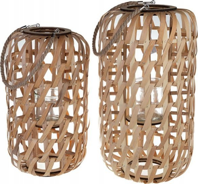 Fener dekorativ PROGARDEN Wooden Candle Lantern KO-435103010, 47 cm, dru, ngjyrë natyrale