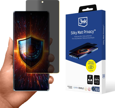 Заштитна фолија за екран 3mk Silky Matt Privacy за Honor 70, 6.67\", транспарентна