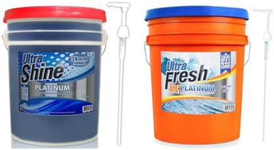 Set detergjenti Ultra Fresh 6X Platinum dhe lëng enësh Ultra Shine 3X Platinum, 5 Gallon, deri në 640 larje