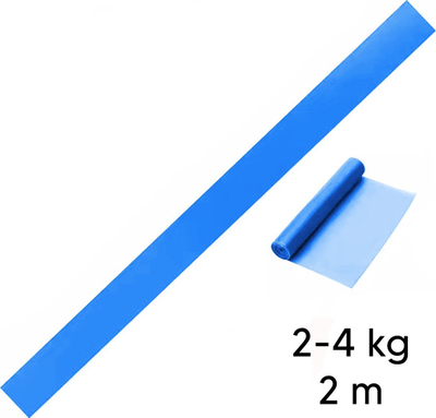 Shirit elastik për ushtrime fitness, 2 m, rezistencë 2–4 kg, blu