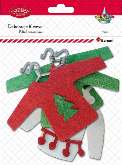 Set dekorativ Titanum Felt Sweaters On Hanger, 4 copë, për punime dore, shumëngjyrësh