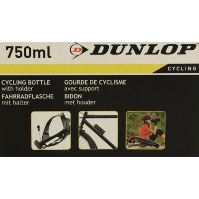 Shishe uji për biçikletë Dunlop, 750 ml, me mbajtëse, argjendtë e zezë