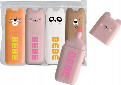 Set markera Interdruk Mini Highlighter BEBE Friends, 4 copë, shumëngjyrëshe