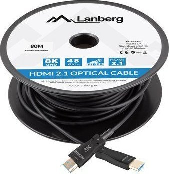 Kabllo HDMI Lanberg CA-HDMI-30FB-0800-BK, 80m, HDMI 2.1, i zi