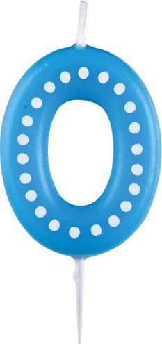 Qiri dekorativ Amscan Number Candle 0, 6.5 cm, dyll, blu