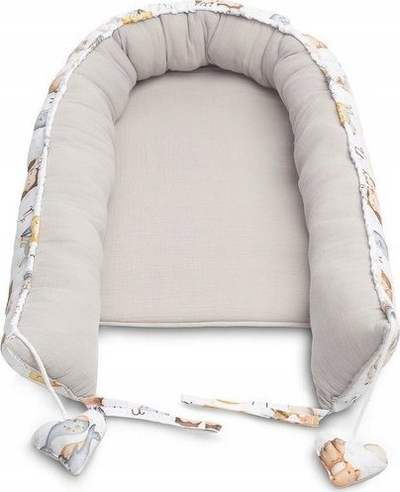 Fole për bebe Sensillo Baby Nest Muslin Zodiac, 80x45 cm, me jastëk, gri