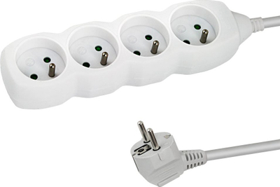 Zgjatim elektrik Esperanza Power Strip, 4 prize, 1.5m, i bardhë