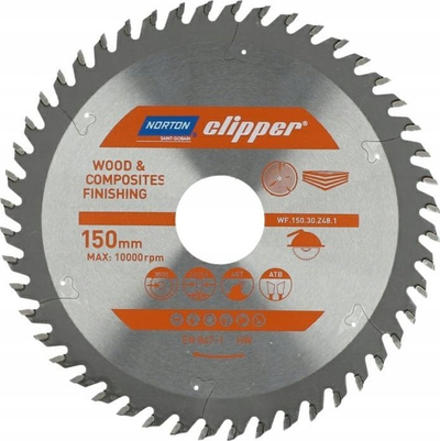 Кружна пила Нортон Клипер Вуд & Композити WF.150.30.Z48.1, 150mm, 10000rpm, сива